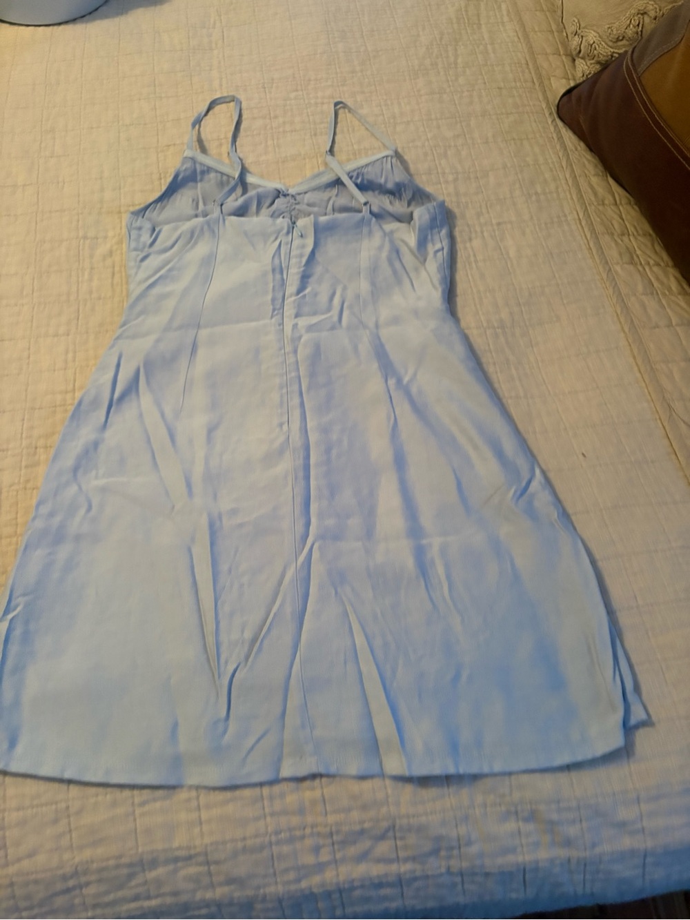 American Threads Powder Blue Lace-Trim Spaghetti Strap Mini Dress - Picture 4 of 4